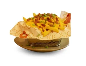 Porção de batata frita com cheddar e bacon